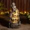 Glitzhome® 22.25" LED 4-Tier Concrete Mermaid Outdoor Fountain